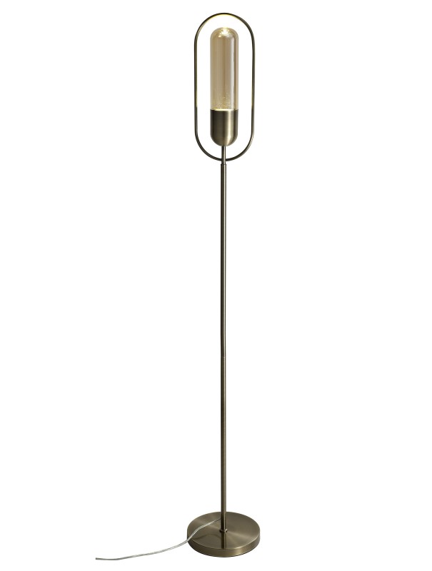 154cm Floor Lamp 7W LED Antique Brass/Amber